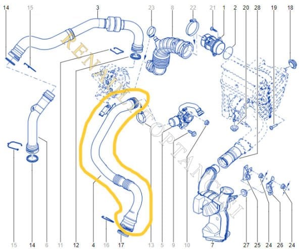 Turbo Hava Hortumu Borusu Fluence Megane 3 Scenic 3 8200981497