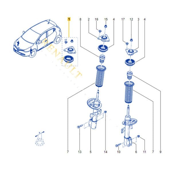 Amortisör Takoz Kiti Ön (Takoz + Rulman) Clio 3-4 543A02310R